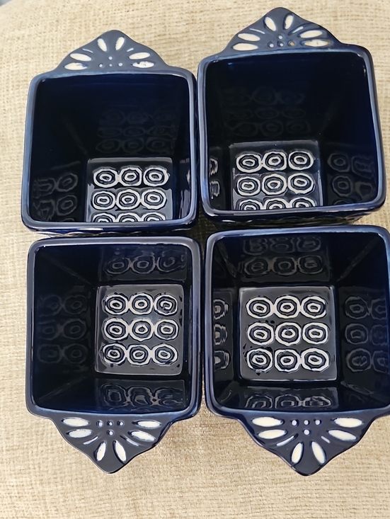 Temp-Tations Other - Temp-Tations Navy Ceramic Square Ramekins - Set of 4